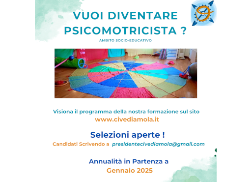 Aperte le selezioni per la Prima Annualità in partenza a Gennaio 2025, per diventare Psicomotricista