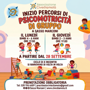 Locandina percorso di psicomotricità di gruppo a Sasso Marconi